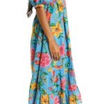 Farm Rio  Toucans Garden Midi Dress in Blue Size Small Photo 8