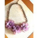 Statement Floral Necklace With Purple Acrylic Petals & Rhinestone Centers On Gol Photo 4