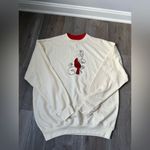 Unique Vintage VTG M & C Sportswear Grandma Sweater Cardinal Embroidered Bird Cream Red Size L Photo 3