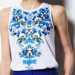 Milly  White Blue Floral Sleeveless Lightweight Tank Top Women’s XS Photo 0