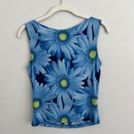 VINTAGE BLUE ING FLORAL COW NECK TOP Size M Photo 3