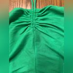 ZARA  Kelly Green Halter Bandeau Crop Top Adjustable Tie‎ Ruched Smocked Sz Small Photo 3