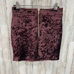 Forever 21 F21 Burgundy Purple Crushed Velvet shiny Mini Skirt Christmas Holiday Party S Photo 0