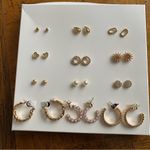 Earrings 12 Days of Bling Gold Studs Hoops Gift Set Casual Neutral Holiday Photo 3