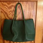 Lulu Dharma Green Woven Leather Tote Bag | Oversized Boho Shoulder Bag Photo 4
