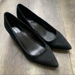 Bleeker and Bond Yasmine Black Suede Pumps Metallic Block Heel Size 6 Black Photo 1