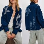 Free People  We The Free Tidal Stitch Button Down Shirt in Blue Photo 1