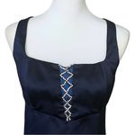 Vintage 90s Blue Satin Rhinestone Princess Prom Dress. S/M Romantic Fairy Gothic Size M Photo 8