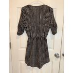 J for Justify Black White Striped Romper Gold Zipper Accent Roll Tab Sleeve S Photo 4
