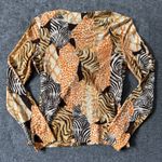 Cache Vintage  Babydoll Blouse Top Shirt Size Large Animal Print Y2K Photo 1