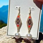 Urban Soul beaded diamond shape drops white pearl earrings packable adjustable Gold Photo 1