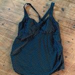 Motherhood Maternity black & white polka dot ruched side L tankini top Size undefined Photo 0