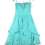 David's Bridal Womens 0 F14169 Aqua Strapless Chiffon Formal Dress Bridesmaid NWT Photo 0