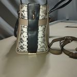 Coach swagger Leather Snake Print Satchel Handbag Adjustable Strap Beige Black Photo 7