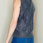 Impressions Millennium Edition Vintage Impressions Black & Silver Sparkle Lamé Mock Neck Tank Top Photo 3