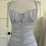 Cotton Candy LA Light Blue Ruched Drawstring Tie Shoulder Bodycon Mini Dress S Photo 1