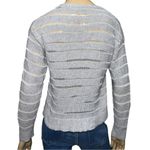 Rag and Bone  Women’s M Heather Gray Crewneck Cropped Crochet Striped Penn Sweater Photo 6