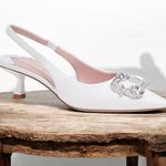 Kate Spade NWT NY Renata Leather Embellished
Slingback Pumps True White … Photo 0