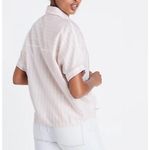 Madewell XS Pink White Striped Tie Front Button Down Short Sleeve Shirt Photo 1