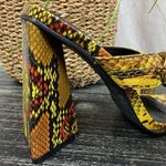 Liliana  Yellow & Black Animal Print Chain Square Toe Triangle Heel Shoes 8 Photo 3