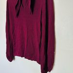 Keepsake Dark Red Knit Long Sleeves High Neckline Key Hole Front Top Size XS Photo 4