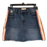 Chelsea and Violet Retro Side Stripe Denim Mini Jean Skirt, Sz 26 Photo 0