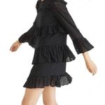 Madewell  Waterlily Tired Ruffle Eyelet Dress Black Sz 12 Photo 0