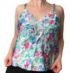 Cinema Etoile Vintage Satin Tank Top French Cut Blue Floral Lace Embroidered Size M Photo 1