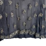 Isabel Marant  Midnight Blue Embellished Sheer Silk Long Sleeve Blouse Size 6 Photo 2