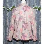 Lemon Way Size L Peplum Jacket Stretch Floral Lightweight Long Sleeve Pockets Tan Size L Photo 5