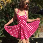 Pinup girl hot pink and white polkadot dress Photo 0