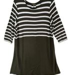 J.Jill  Wearever Dress Womens L Black Blue Stripe Jersey Knit Travel Casual Chic Photo 0