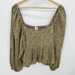 Abound  Green Purple Floral Smocked Balloon Sleeve Top Women's Plus Size 3X NWT Photo 0