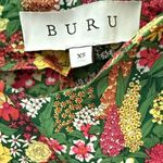 BURU Shoulder Tie Tank Maxi Dress in Green Floral Garden Pockets Size XS Photo 3