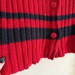 90s Vintage CLAUDIE PIERLOT | Preppy Red and Navy Striped Ribbed Cardigan Medium Photo 2