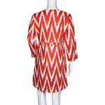 Talbots  Linen Swim Cover Up Pink Orange White Chevron‎ Print Deep V-Neck Photo 2