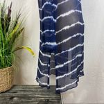 Sussan Blue & White 100% silk Striped Sheer Tunic Top Swim Cover Up Dress 12 Photo 3