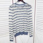 Xhilaration ‎ Striped Open Weave Mesh Sweater Blue Cream Medium Photo 7