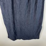 Garnet Hill 100% Linen Blue Side Slits Elastic Waist Maxi Skirt Size 10 Pockets Photo 8