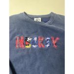 Vintage 90's Disney Mickey & CO Embroidered Crewneck Large‎ Plaid Patch Elbows Blue Photo 1