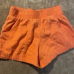 A New Day  Shorts Womens Sz Small Linen Paper Bag Orange Mid Rise Stretch Pockets Photo 2