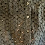 Classic Elements Black open Knit Button Up Shirt Photo 3