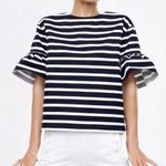 J.Crew Stripe ruffle Top Photo 0