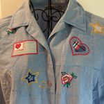 Napa Valley button down, collard embroidered chambray blouse Blue Size M Photo 1