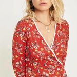 Free People NWT Covent Garden Orange Rust Floral Ruffle Midi Dress Size 12 Photo 7