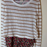 Anthropologie ‎ Postmark Ginny Striped Sweater Floral Layered Blouse Size Small Photo 0