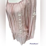 NICK & MO Embroidered Pink Blush Sheer Drop Waist Peasant Blouse Size M Photo 1