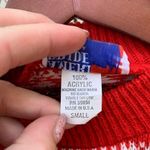 Vintage Nordic Poinsettia fair isle red knit sweater Photo 2