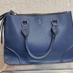 London Fog Navy Leather Handle Bag 3 Compartments Photo 0