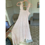 Quince Linen Smocked Maxi Dress Pink Ruffle Strap XL Cottagecore Parisian Garden Photo 1